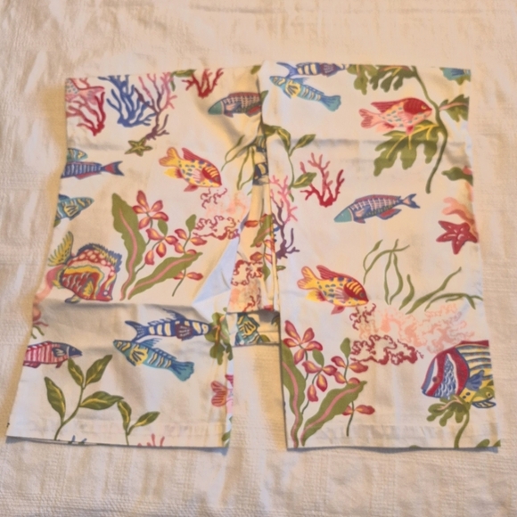 Talbots Petites women's size 16W fish & coral design wide leg pants, twill NWT - Picture 5 of 11